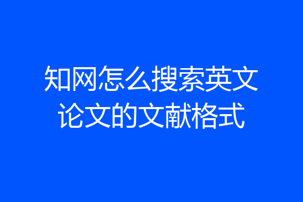知网怎么搜索英文论文的文献格式