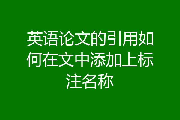 英语论文的引用如何在文中添加上标注名称