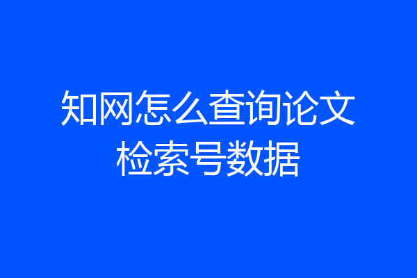 知网怎么查询论文检索号数据