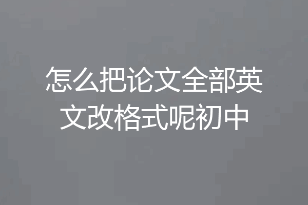 怎么把论文全部英文改格式呢初中