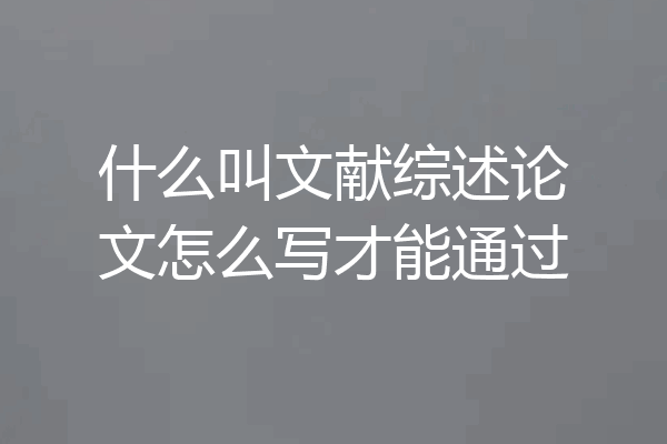 什么叫文献综述论文怎么写才能通过
