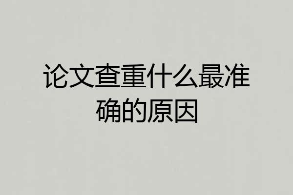 论文查重什么最准确的原因