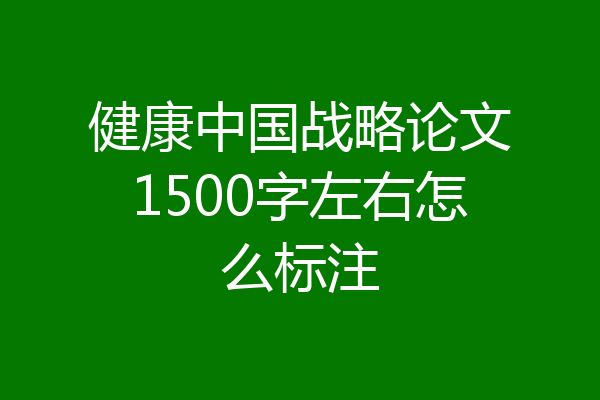 健康中国战略论文1500字左右怎么标注