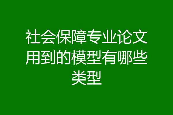社会保障专业论文用到的模型有哪些类型