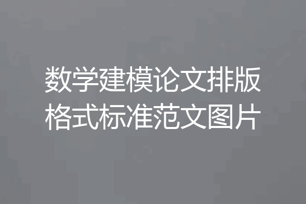 数学建模论文排版格式标准范文图片