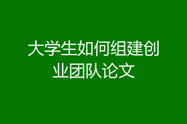 大学生如何组建创业团队论文