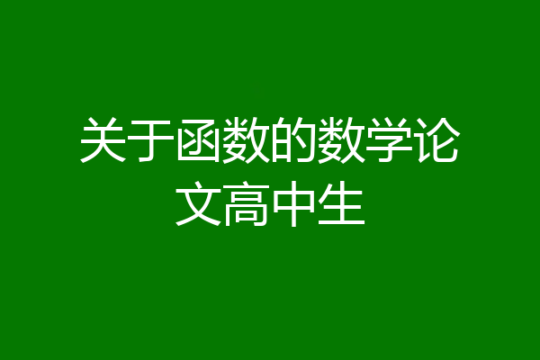 关于函数的数学论文高中生