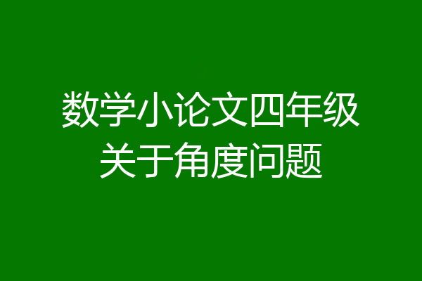 数学小论文四年级关于角度问题