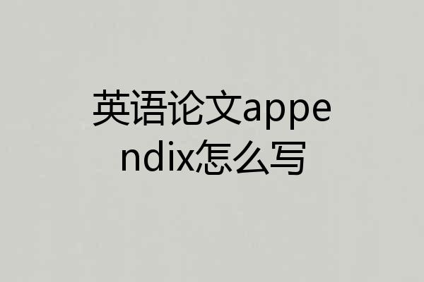 英语论文appendix怎么写