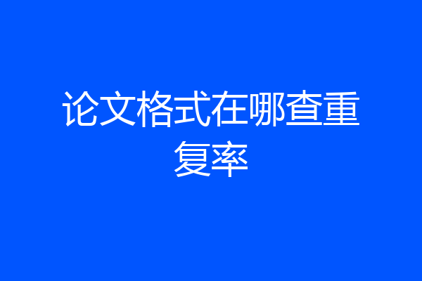 论文格式在哪查重复率