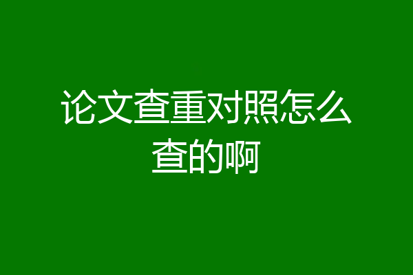 论文查重对照怎么查的啊