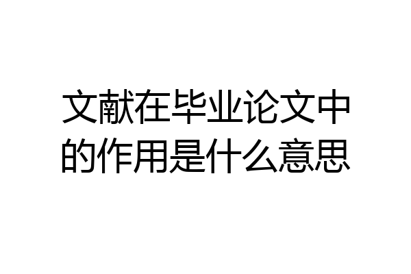 文献在毕业论文中的作用是什么意思