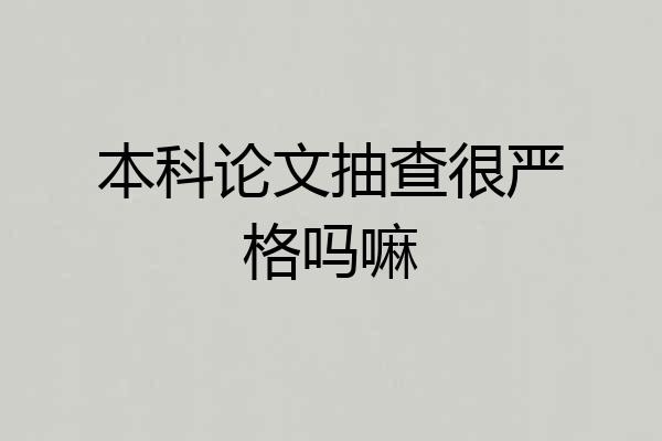 本科论文抽查很严格吗嘛