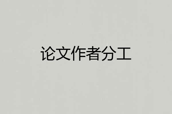 论文作者分工