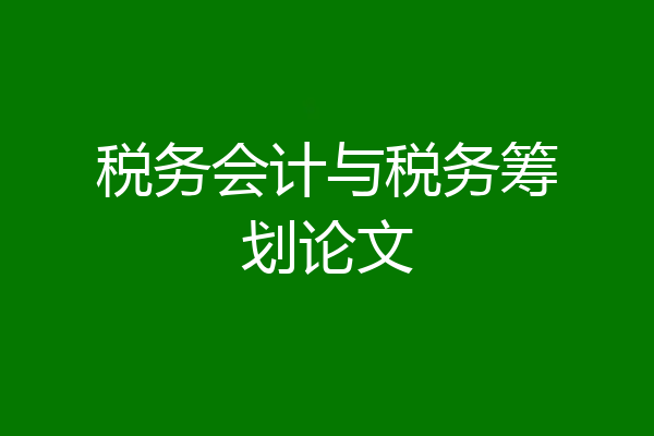 税务会计与税务筹划论文