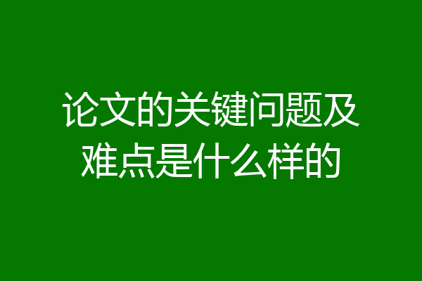 论文的关键问题及难点是什么样的