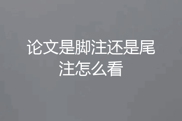 论文是脚注还是尾注怎么看