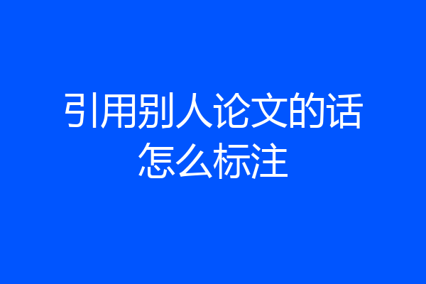 引用别人论文的话怎么标注