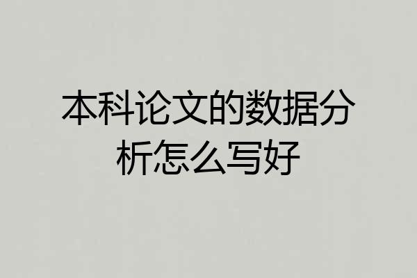 本科论文的数据分析怎么写好