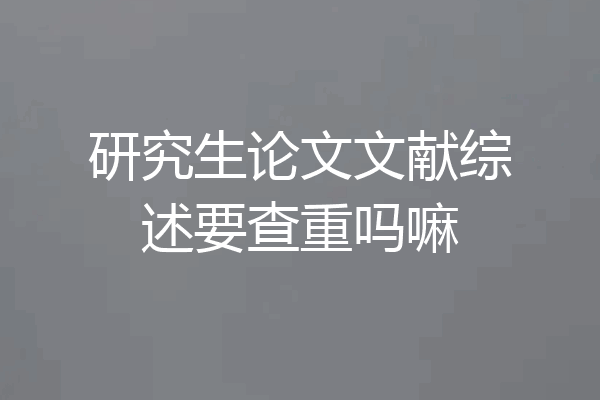 研究生论文文献综述要查重吗嘛