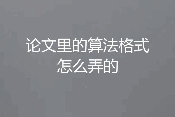 论文里的算法格式怎么弄的