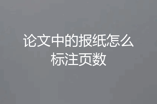 论文中的报纸怎么标注页数