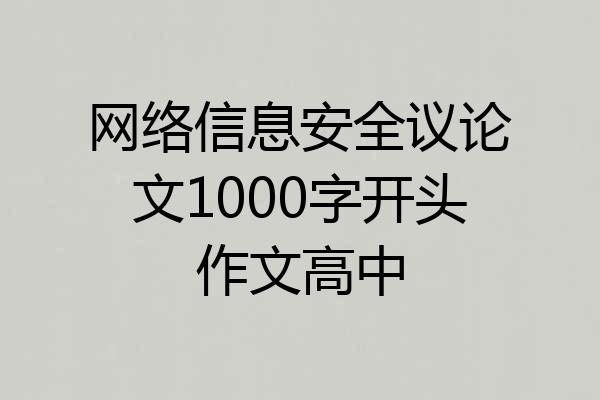 网络信息安全议论文1000字开头作文高中