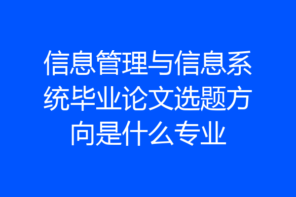 信息管理与信息系统毕业论文选题方向是什么专业