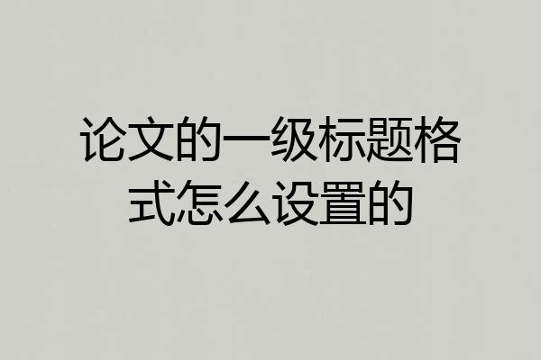 论文的一级标题格式怎么设置的