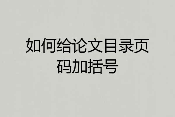 如何给论文目录页码加括号