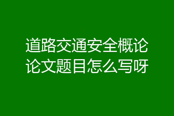 道路交通安全概论论文题目怎么写呀