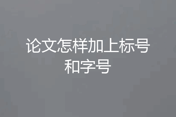 论文怎样加上标号和字号