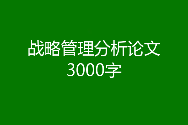 战略管理分析论文3000字