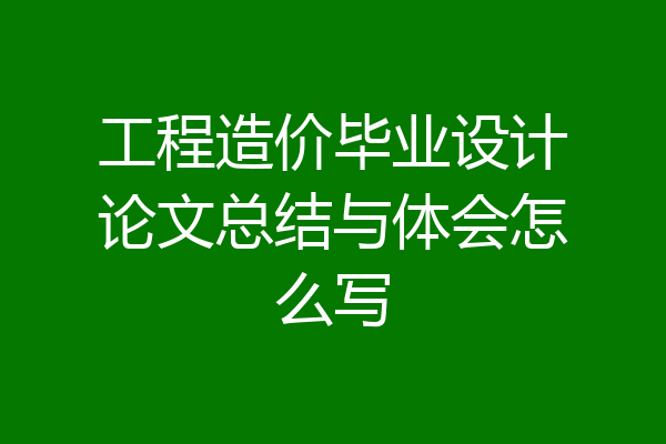 工程造价毕业设计论文总结与体会怎么写