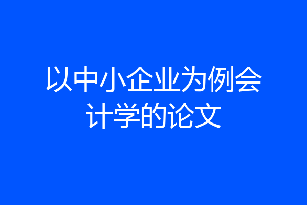 以中小企业为例会计学的论文