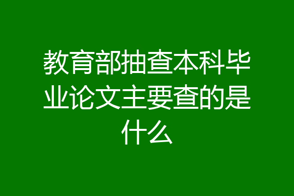 教育部抽查本科毕业论文主要查的是什么
