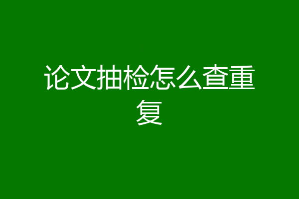 论文抽检怎么查重复
