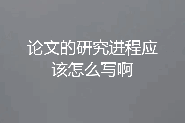 论文的研究进程应该怎么写啊