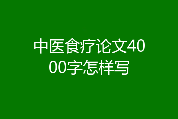 中医食疗论文4000字怎样写