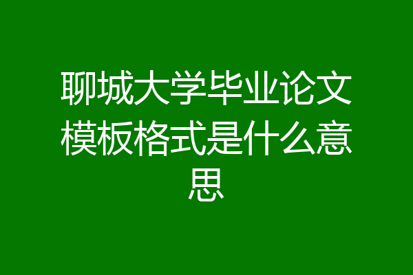 聊城大学毕业论文模板格式是什么意思