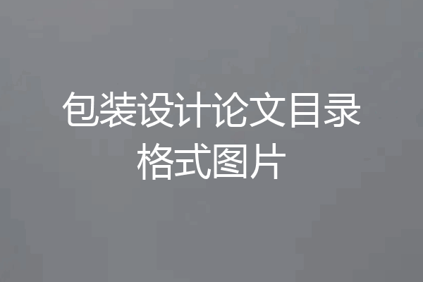 包装设计论文目录格式图片