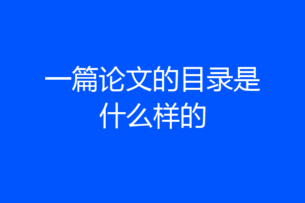 一篇论文的目录是什么样的