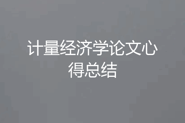 计量经济学论文心得总结