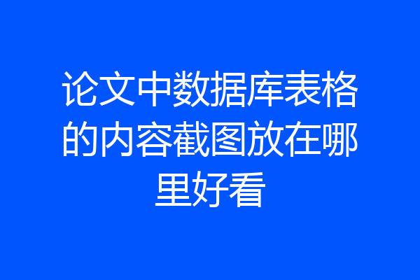论文中数据库表格的内容截图放在哪里好看