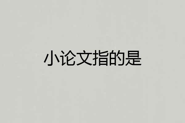 小论文指的是