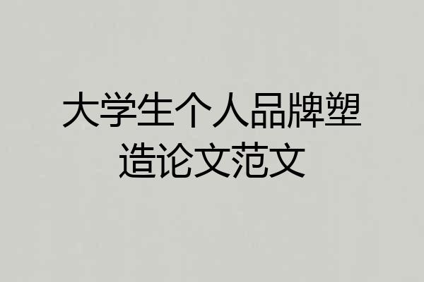 大学生个人品牌塑造论文范文