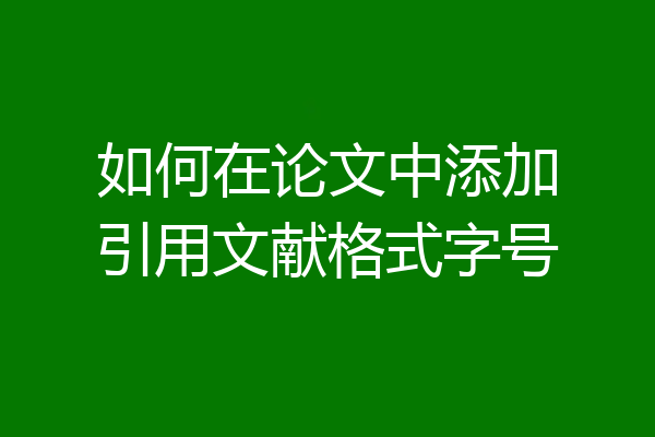 如何在论文中添加引用文献格式字号