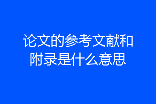论文的参考文献和附录是什么意思