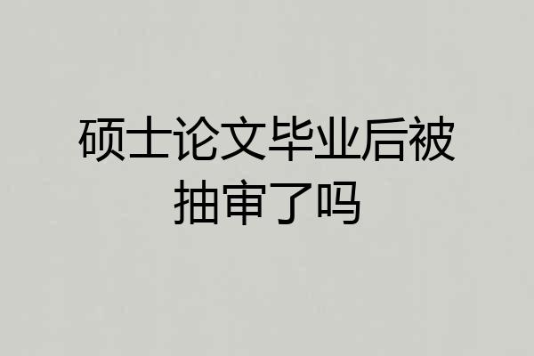 硕士论文毕业后被抽审了吗