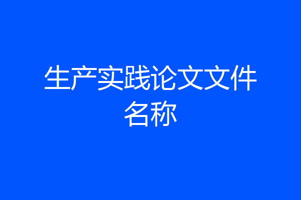 生产实践论文文件名称